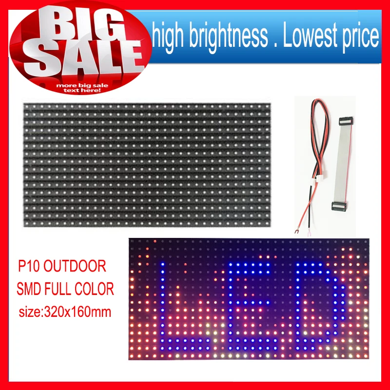 Сверхъяркий уличный светодиодный модуль P10 SMD 1 шт. Полноцветный Программируемый