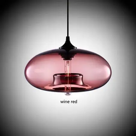 wine red Простой современный подвесной светильник 6 цветов со стеклянным шаром, подвесные светильники e27/e26 для кухни, ресторана, кафе-бара - Цвет корпуса: wine red