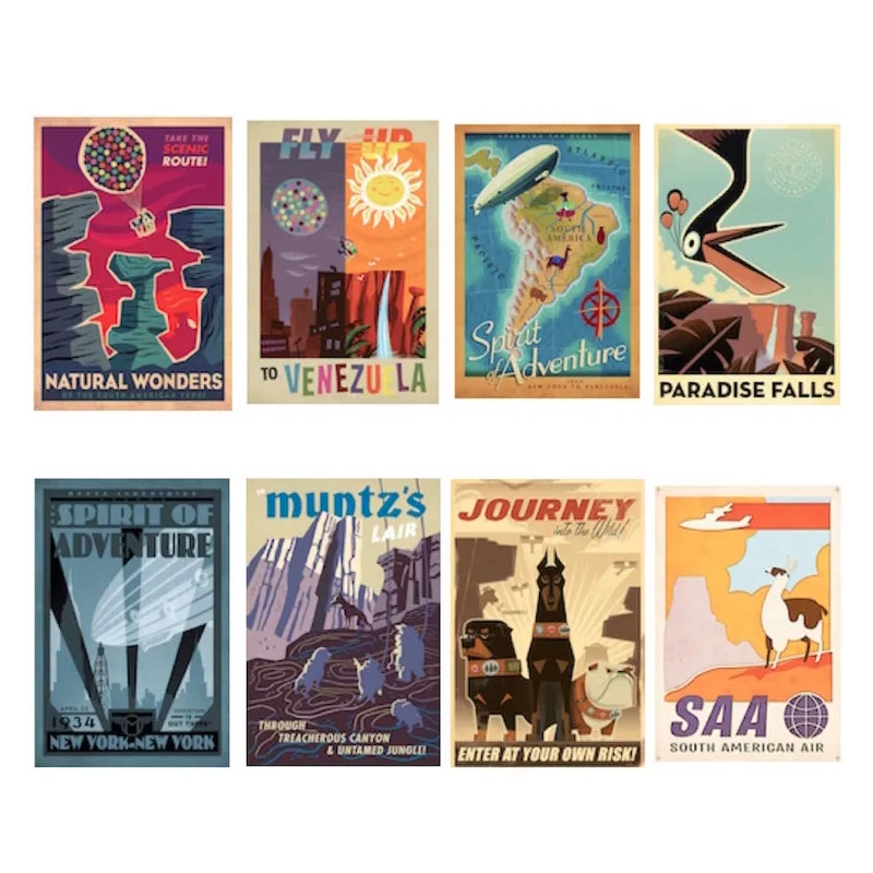 Наша книга приключений, скрапбук на тему Pixar Up с кинооткрытками, Свадебный и юбилейный фотоальбом, 80 страниц