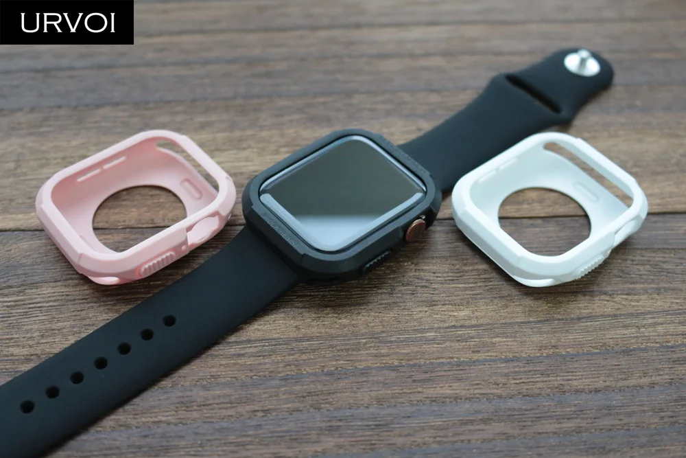 URVOI рамка для apple watch 4 5 чехол TPU чехол для iwatch анти-Шокированный протектор жесткий Броня Жесткий чехол ремешок 40 44 мм белый черный