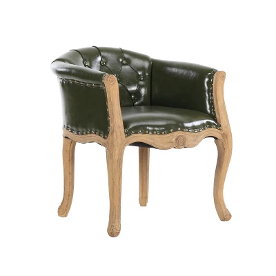 dark green leather Европейский стиль стул для учебы американский кантри Ретро стиль твердой древесины простой обеденной стул кресло для отдыха - Цвет: dark green leather