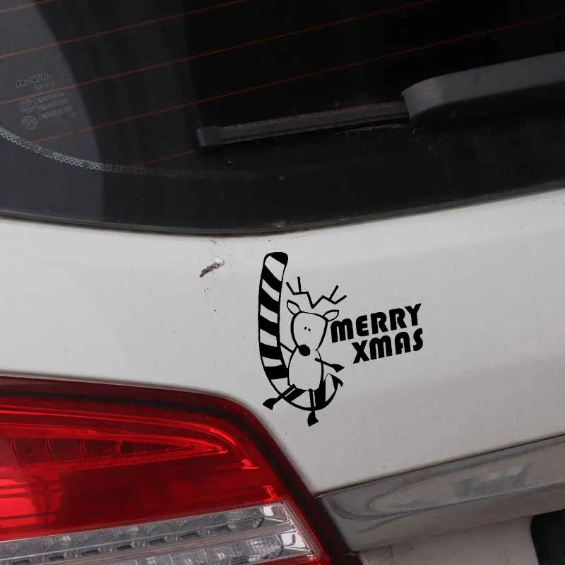 

YJZT 15.9CM*16.8CM MERRY XMAS Christmas Elk Creative Congratulations Car Sticker Vinyl Decal Black/Silver C23-0124