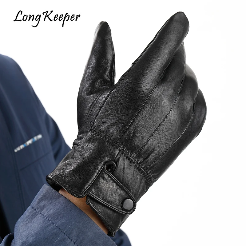 

Top Quality Long Keeper Real Genuine Leather Gloves Mr Right Winter Windproof Full Finger Glove 2018 New luva Military guantes