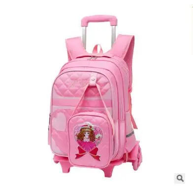 Сумка на колесах для девочек детский Дорожный чемодан колесиках школьный ранец