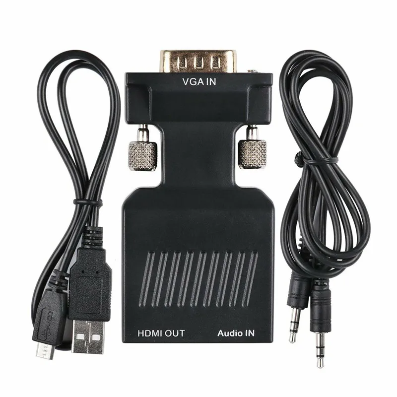 1080P HD преобразователь из VGA в HDMI адаптер с кабелем питания USB DC 3 5 мм разъем
