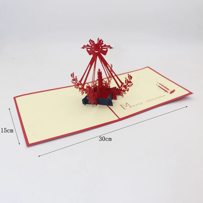 3D открытки ручной работы с Рождеством 2019 красными свечами Новогодняя открытка