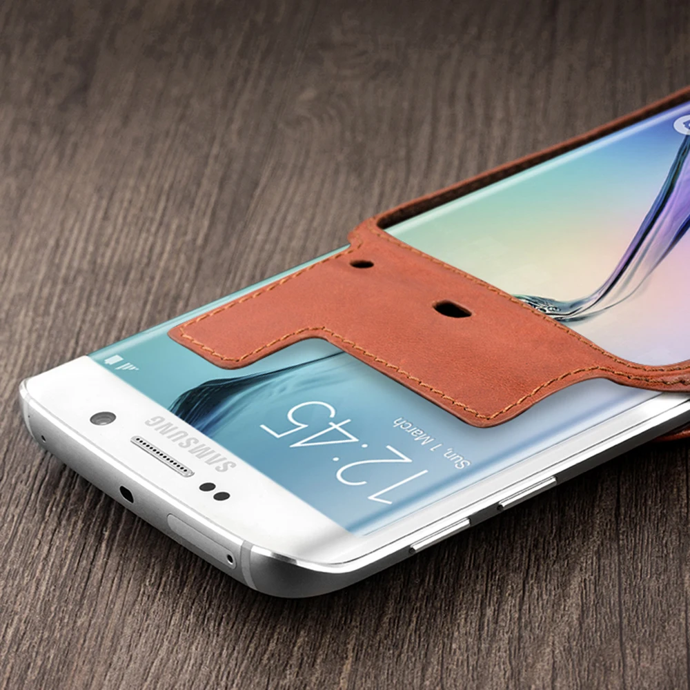 QIALINO уникальный дизайн чехол для телефона из натуральной кожи для samsung Galaxy S6 edge дизайн с заклепками сзади защита телефона и кожи