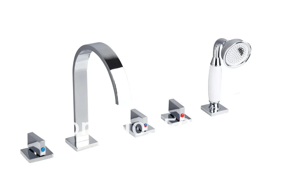 Акция водопад дизайн 5 шт. 2 рычага ванная комната раковина латунный кран