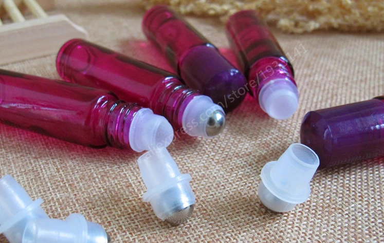 

Hot sale Refinement 200 x 10ml purple glass roll on bottle,Perfume roll-on bottle with plastic lids,essential oil use