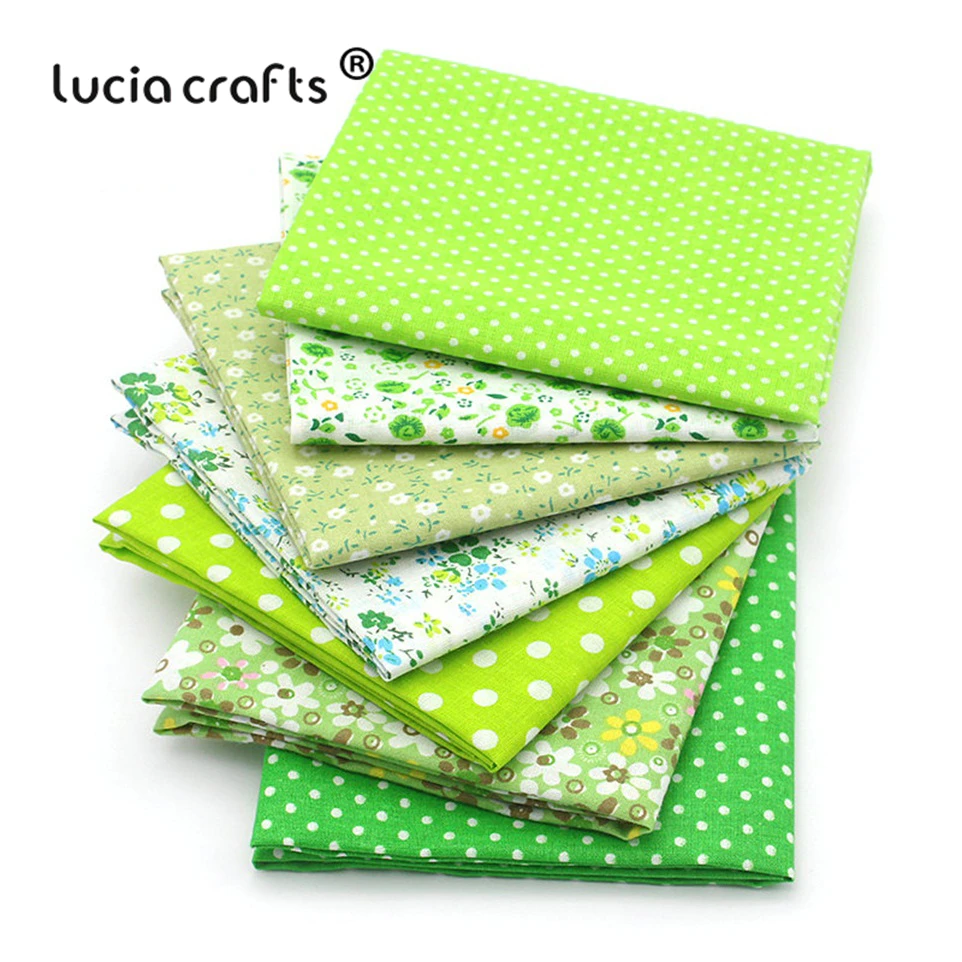 Lucia crafts, 7 шт./лот, 25*25 см, хлопковая ткань с принтом для рукоделия, куклы, ручная работа, шитье, Лоскутная Ткань, текстиль, ткань H0913