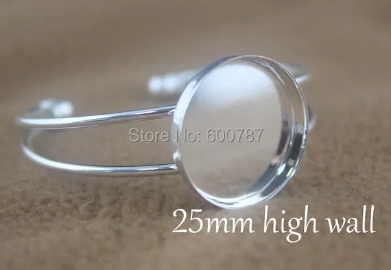 Регулируемый Круглый браслет 25 мм основа для браслета высокая стена