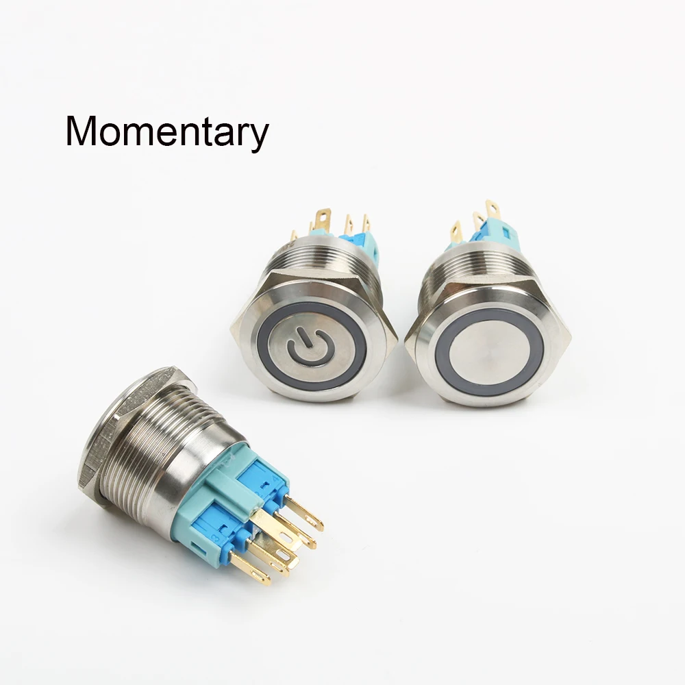 Металлическая Водонепроницаемая Автомобильная кнопка питания 22 мм для