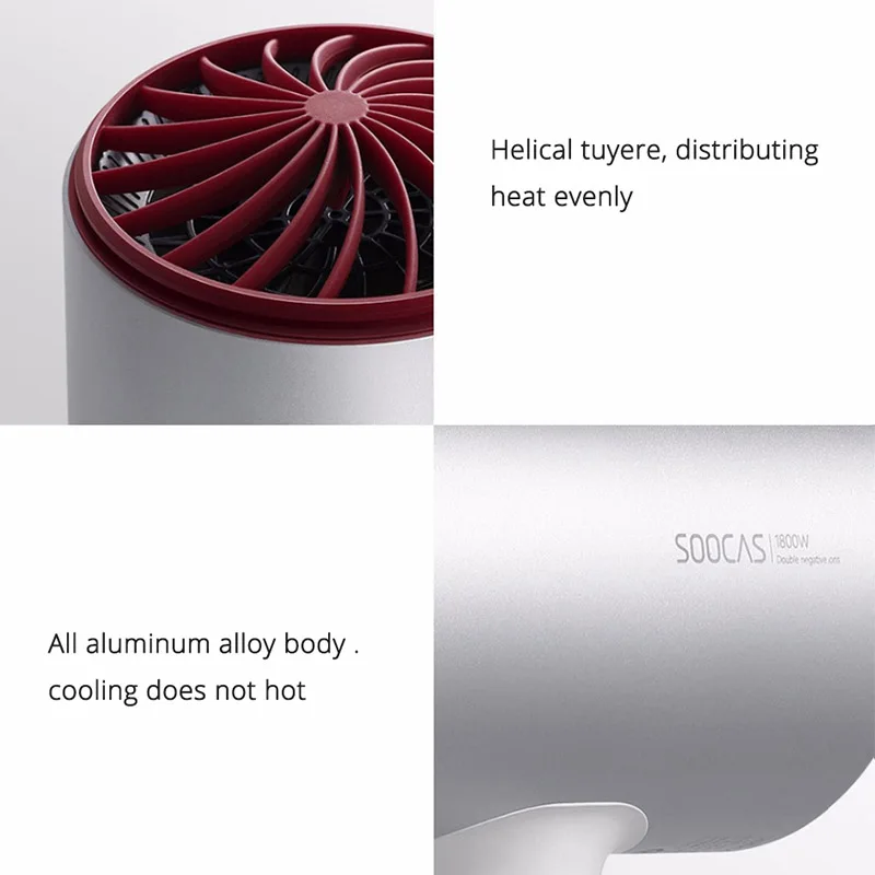 Xiaomi Soocare Soocas H3 Анион Фен ЕС вилка корпус из алюминиевого сплава 1800 Вт воздушный