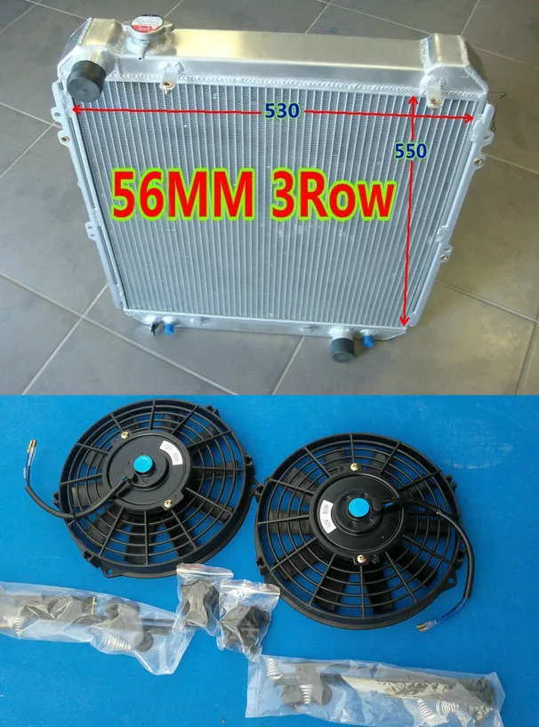 Radiator And Fans 3ROW 56 мм алюминиевый гоночный радиатор и кожух вентилятор для Toyota Hilux SURF KZN130 SUV 1KZ-TE 3.0L TD Turbo дизель I4 1993-1996 AT/MT - Цвет: Radiator And Fans