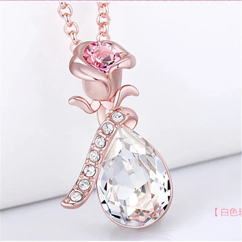 Магия ikery новинка 2016 слеза ангела ожерелье романтическая роза капли воды