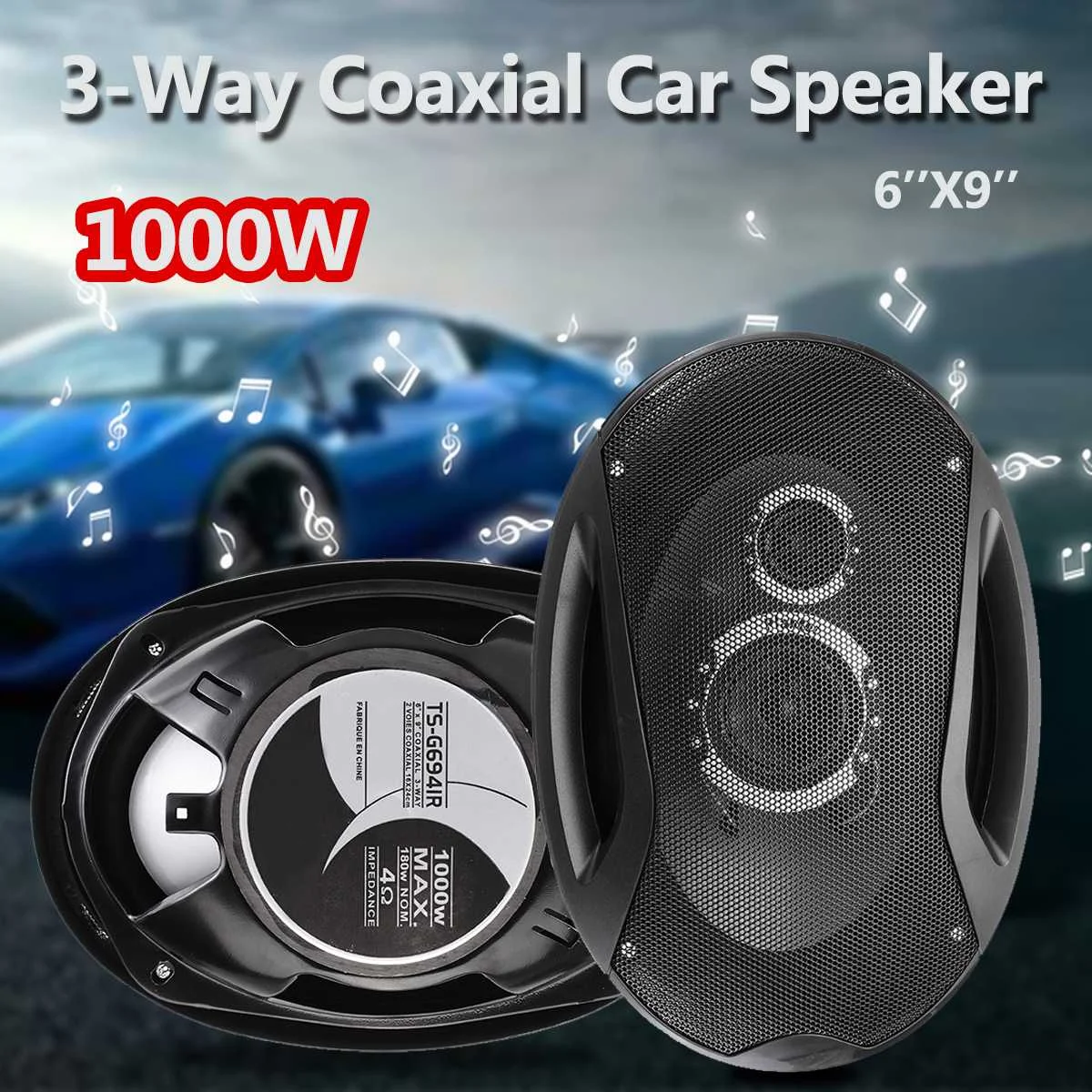 2 шт. 12V 1000W 6 ''x 9'' 3-сторонний выход Твин тон авто дверь полка коаксиальные динамики высоких частот Hi-Fi сабвуферы звук громкий динамик