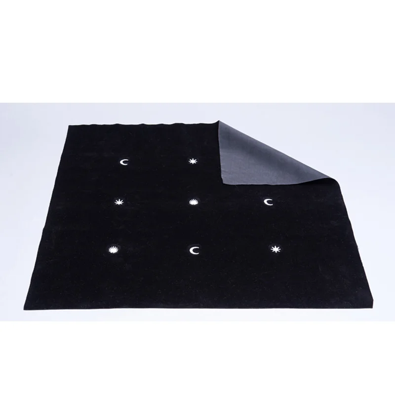 

Black Tarot Tablecloth 50*50cm Beautiful Sun Moon Embroidery Cloth Tarot For Board Game Accessories