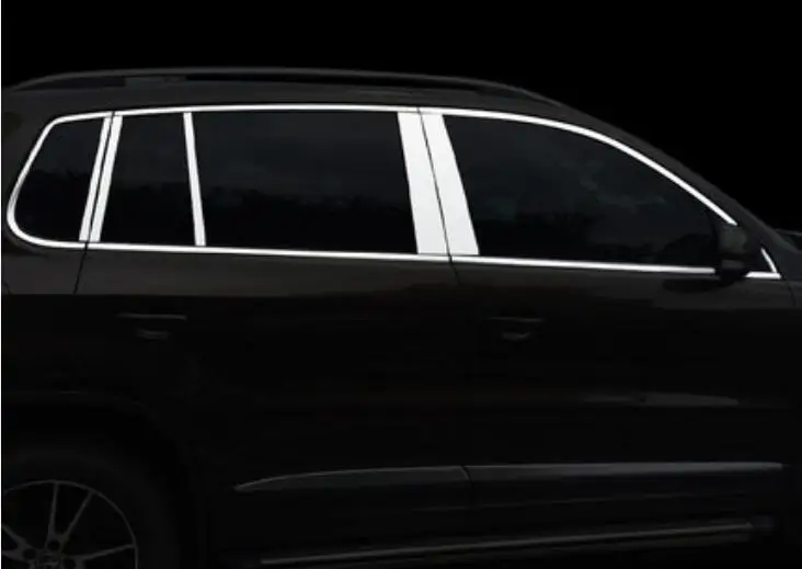 LOOK Двери автомобиля полный оконный каркас подоконник Молдинг Накладка для VW TIGUAN 2010 2011 2012 2013 по EMS - Цвет: LOOK