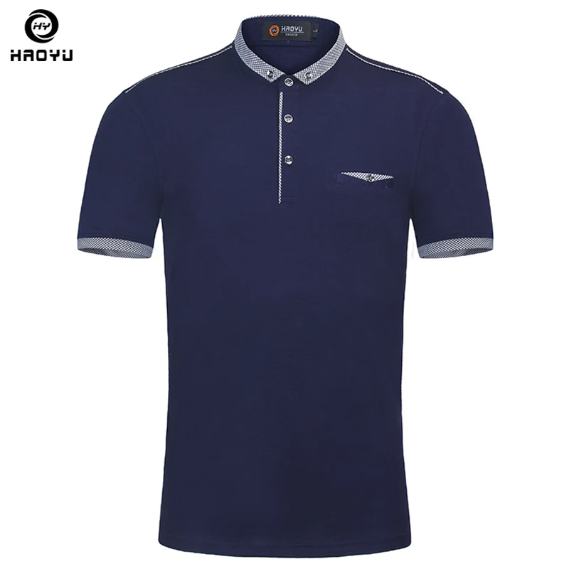 Мужская Повседневная рубашка-поло однотонная приталенная из мерсеризованного