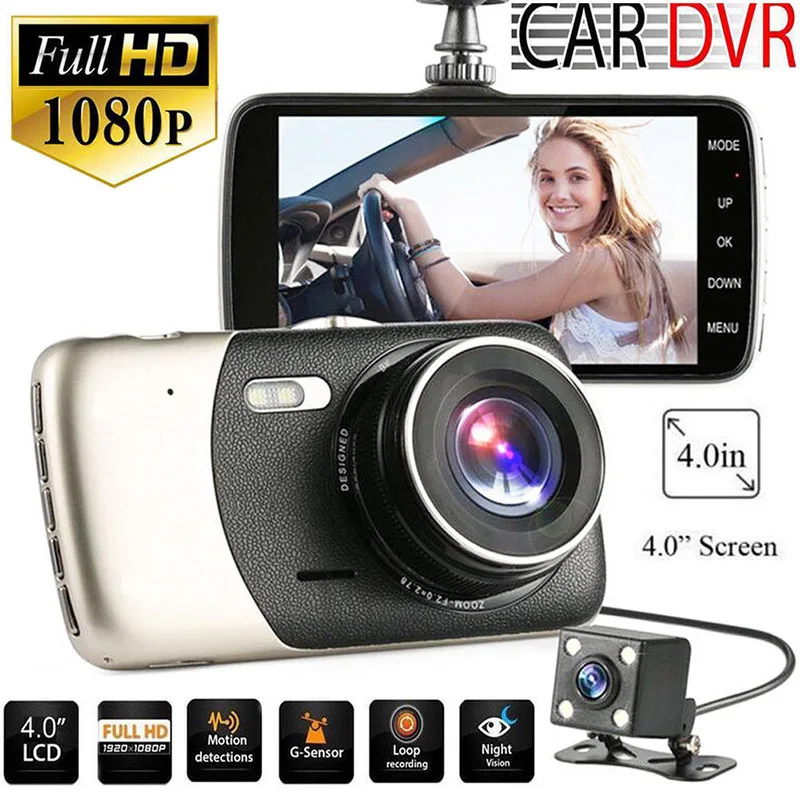 Автомобильный видеорегистратор HD 1080 p 4 дюйма металлический большой экран ночное