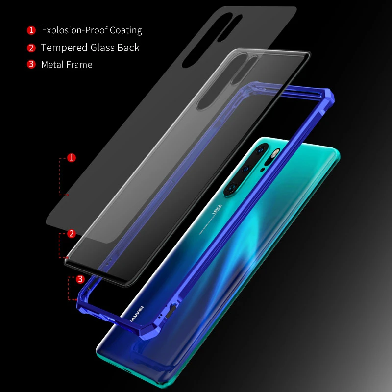 Роскошный металлический чехол для телефона huawei P30 Pro Lite противоударный корпус