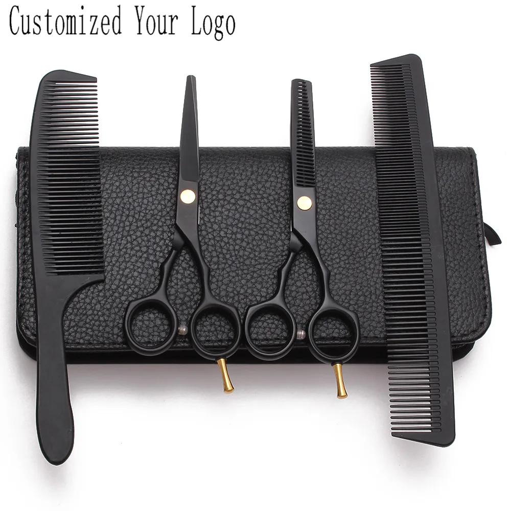 Suit 5.5&quot 16cm JP Customized Logo Haircut Scissors Cutting Thinning Shears Professional Hair With Combs C1104 | Красота и