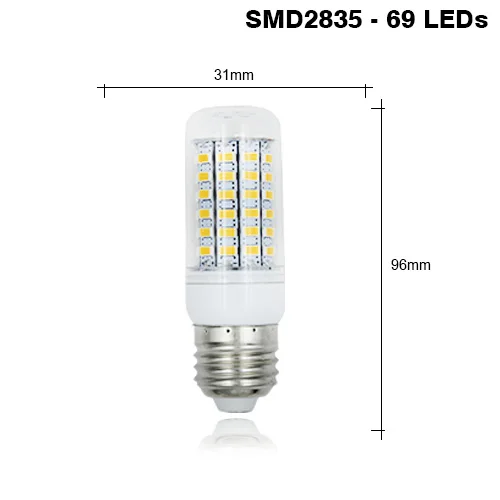 69 Leds Лампада светодиодный светильник E27 220 В 24 36 48 56 69 72 96 Светодиодный s Lamparas светодиодный кукурузная лампа SMD 5730 Bombillas светодиодный лампы домашняя люстра огни - Испускаемый цвет: 69 Leds