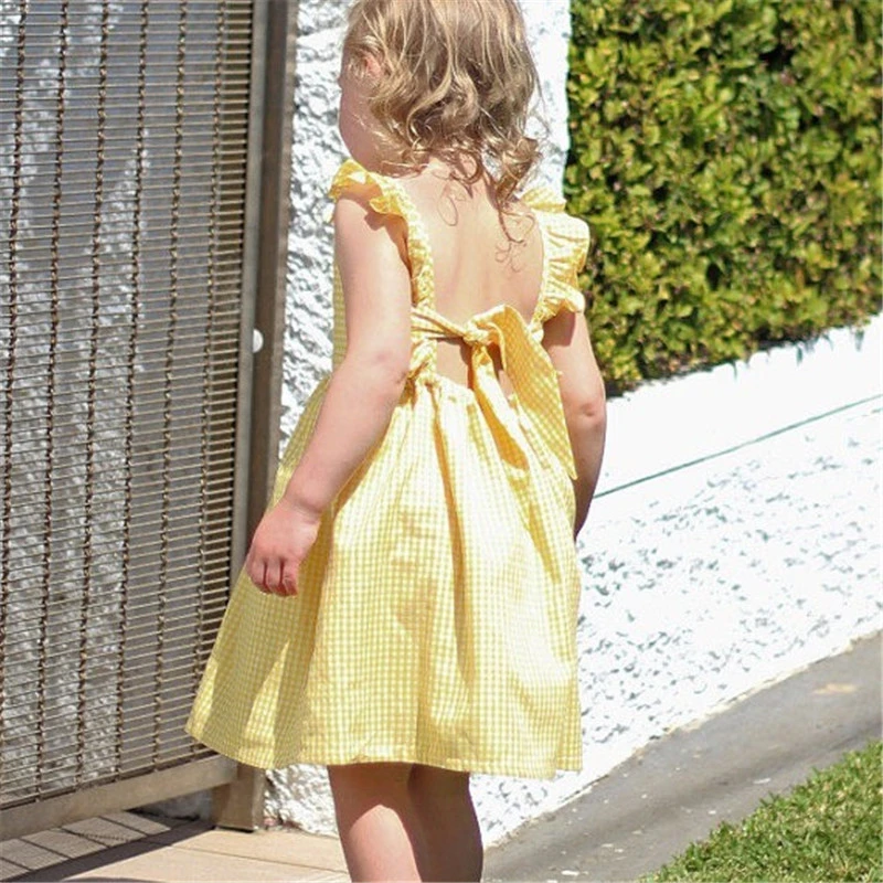 Emmababy 2-6Y kids baby girl dress long sleeve girls cotton yellow sleeveless Dresses Clothes Ruffles | Детская одежда и обувь
