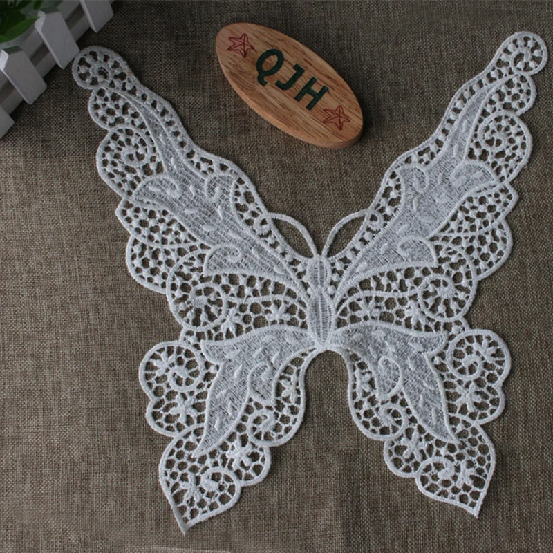 

QJH brand 1pc Polyester white butterfly lace neckline fabric DIY handmade wedding lace collar sewing supplies crafts