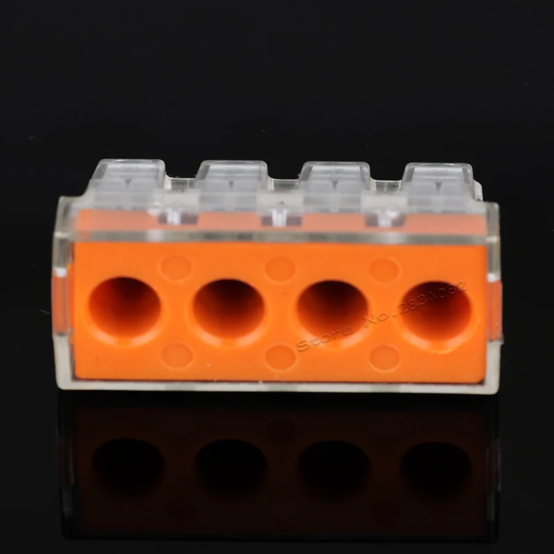 10pcs/lot 4 pin push wire connector conductor terminal block wiring 2.5-6mm2 pct-104d | Обустройство дома