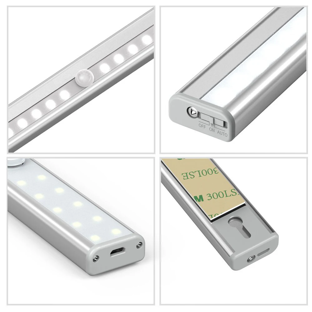 Светодиодный ночник LumiParty 20 перезаряжаемый с usb датчиком движения для шкафа