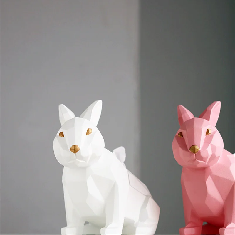 Creative Geometry Rabbbit Tissue Holder Cassette Paper Pumping Tray Living Room Coffee Table Decoration Rabbit Best Gift | Дом и сад