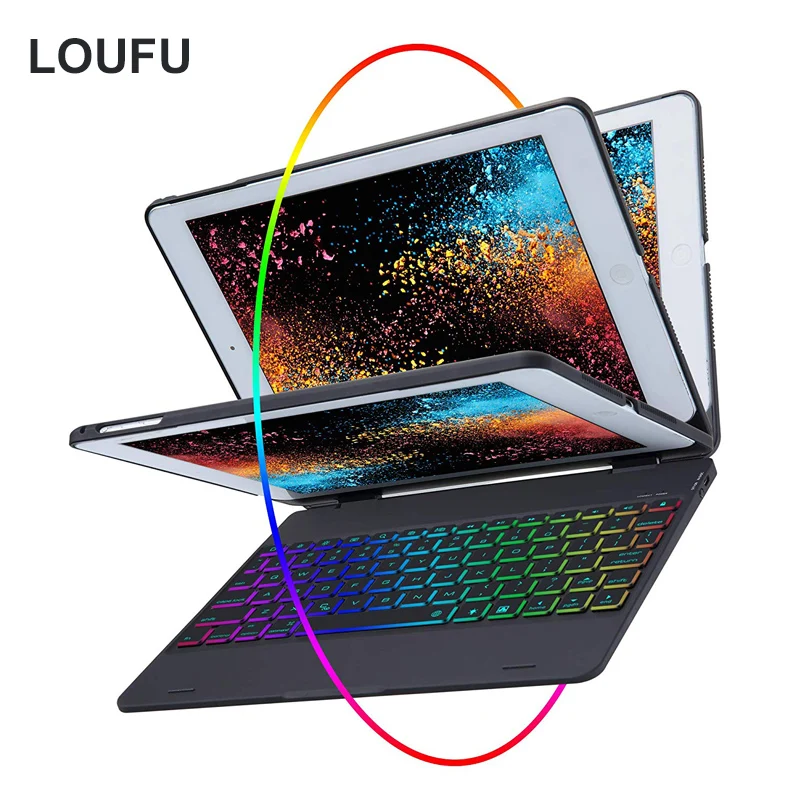 Loufu 360 Вращающийся Чехол для iPad 9 7 чехол с клавиатурой беспроводной Bluetooth цветов