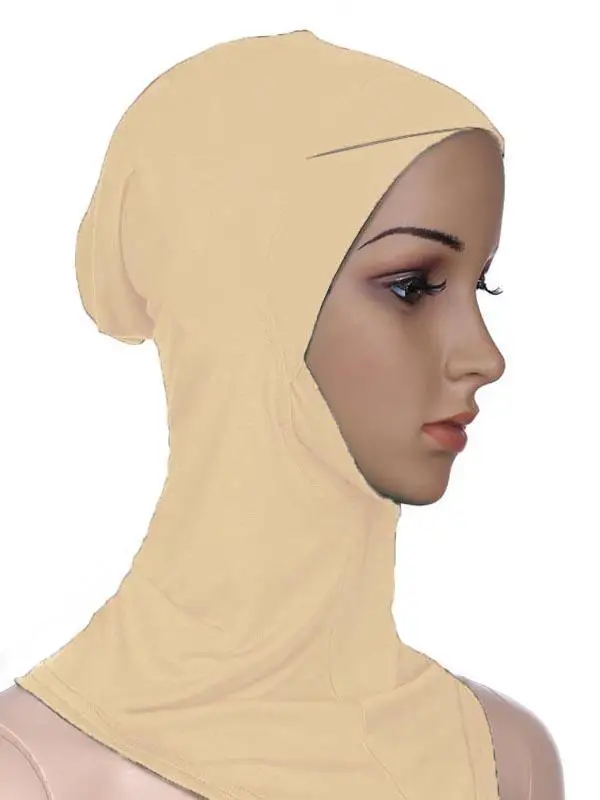 Muslim Women Under Scarf Hat Cap Soft Bone Bonnet Ninja Hijab Islamic Lady Neck Cover Niquabs Ramadan Beanies Amira Middle East - Цвет: Light Apricot