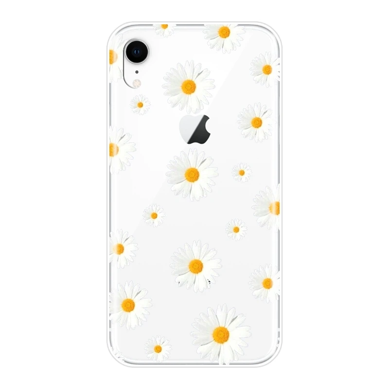 Чехол накладка для iPhone 6 S 7 8 X XR XS Max мягкий силиконовый чехол с белыми цветами