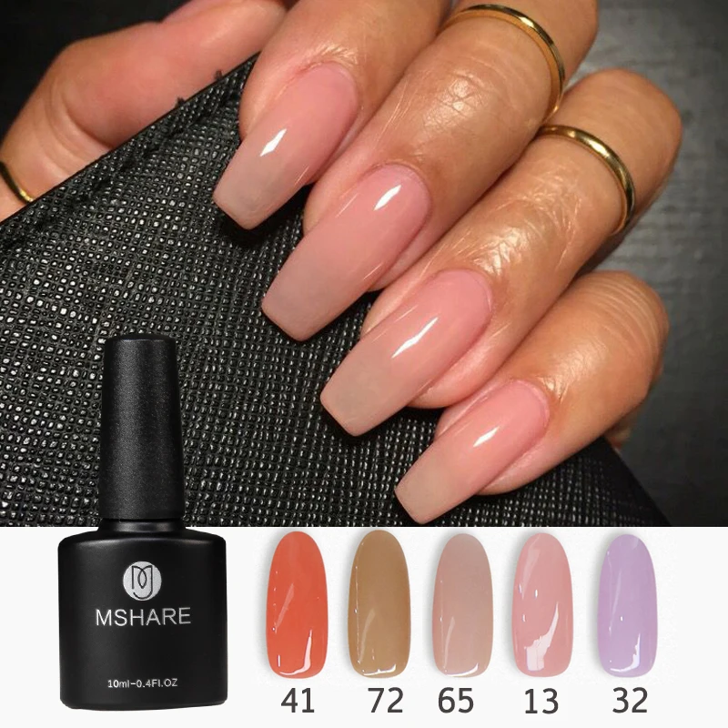 

MSHARE Camouflage Base Rubber Gel Semipermanente Polish Natural Nude Pink Purple Color Silicone No Need Base Coat