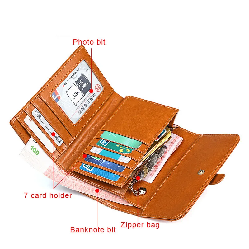 Кошелек NewTri Fold из натуральной кожи для женщин короткий роскошный брендовый