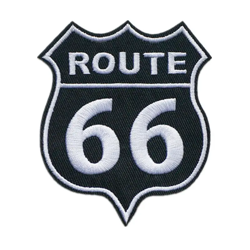 Нашивки с вышивкой надписей Route 66 Пришивные черно белые эмблемы вышитые нашивки