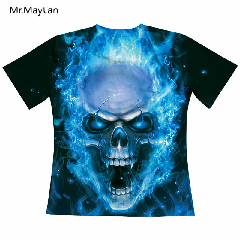 

Mr.MayLan Cool Blue Skulls T-shirt for Men/Women 3d Print Tshirt O-neck Summer Man Streetwear T shirt Tops Tees harajuku
