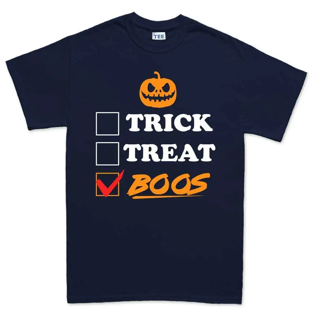 Мужская футболка на Хэллоуин Trick Treat Boos с футболки из 100% хлопка брендовая одежда