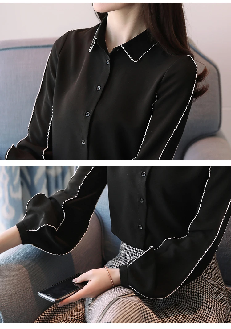 

Missoov designer blusas fashion brand women spring formal blouses turn-down collar shirts chiffon white tops vetement femme new