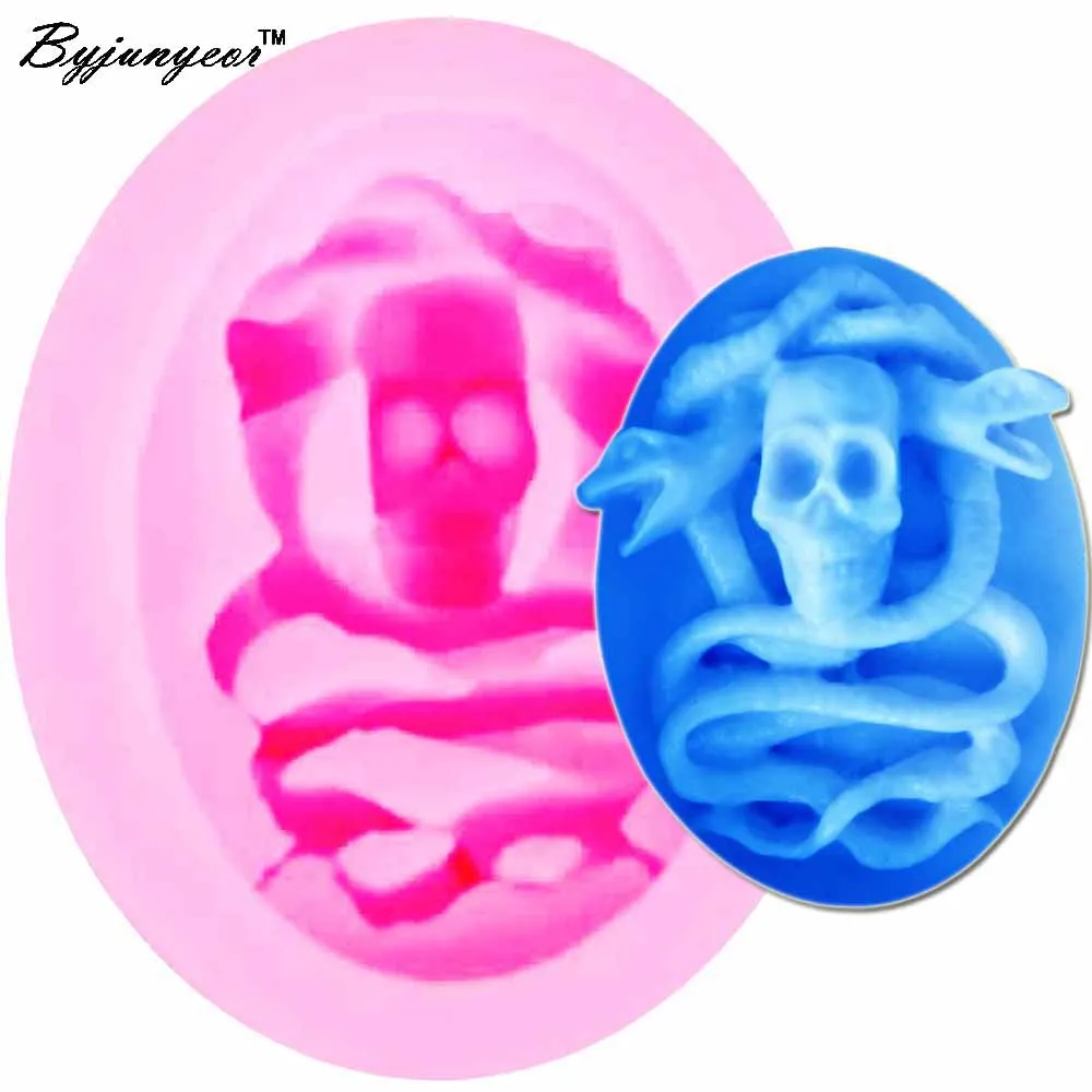 Byjunyeor Хэллоуин змея череп эпоксидная смола УФ силиконовая форма gumpasta шоколадные