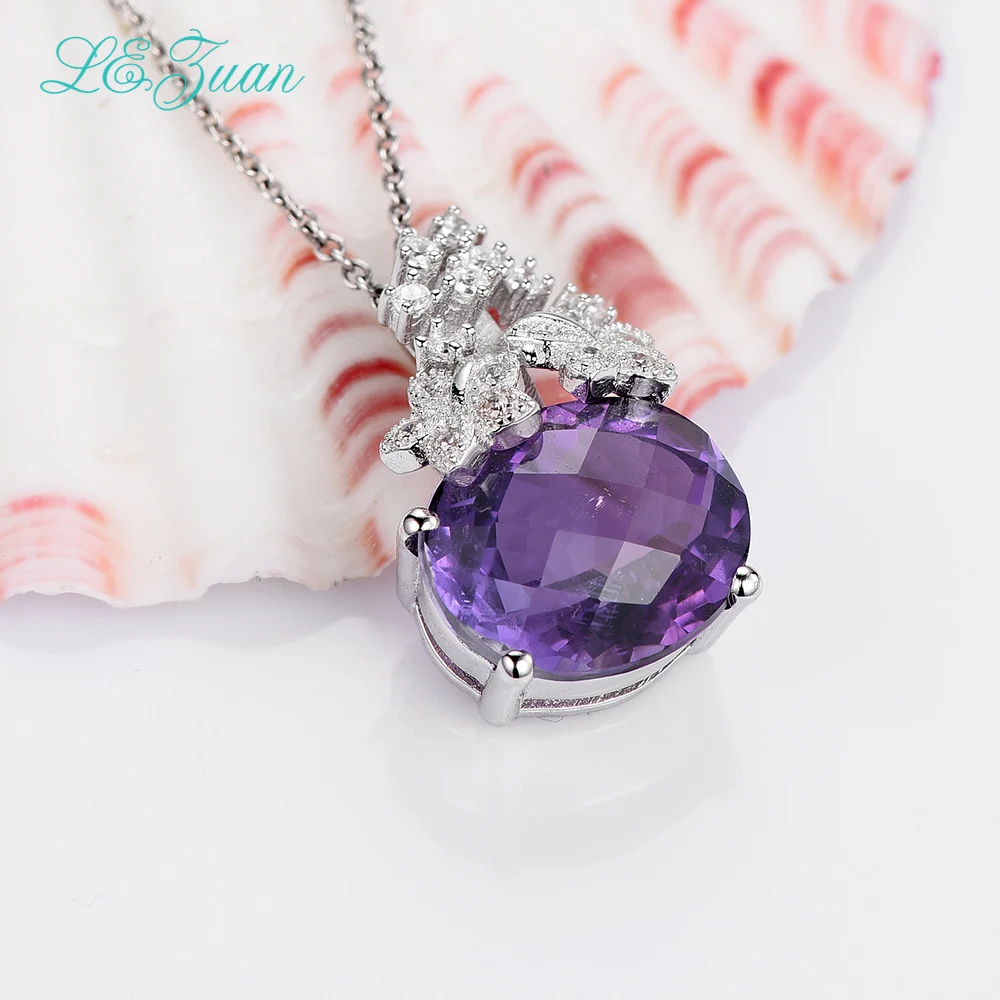 L &amp zuan 4 71ct кулон из серебра 925 пробы с натуральным аметистом роскошные ювелирные