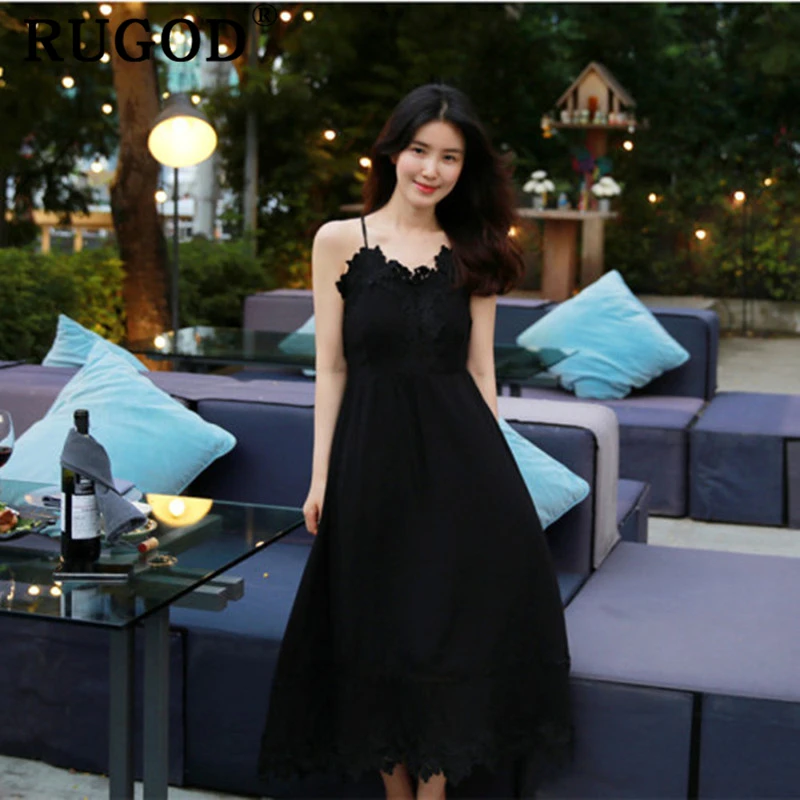 Женское пляжное платье RUGOD однотонное плиссированное на бретельках с v образным