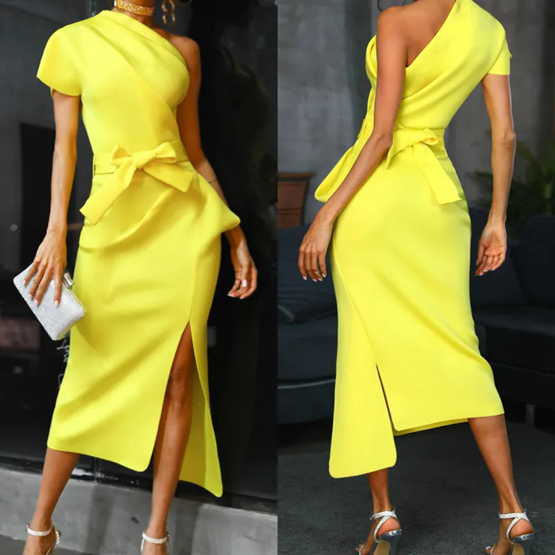 Женское облегающее платье на одно плечо вечерние платья для женщин летнее модное