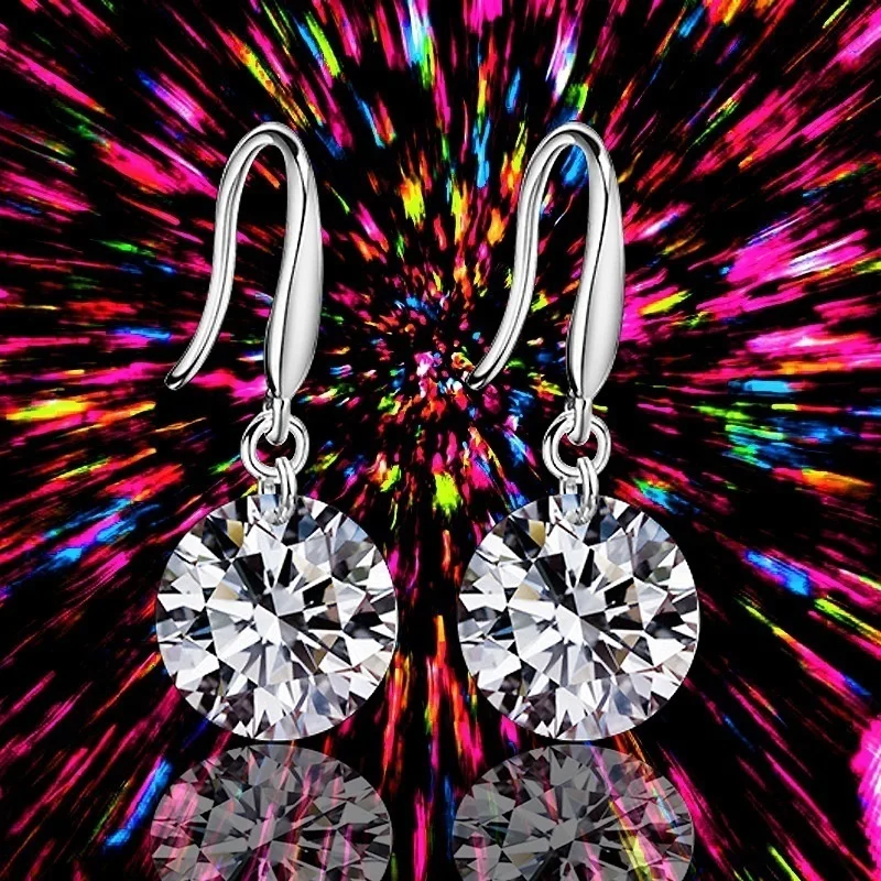Чувствуя девушка Для женщин серебро серьги падения мотаться Hook Swarovski Crystal горный