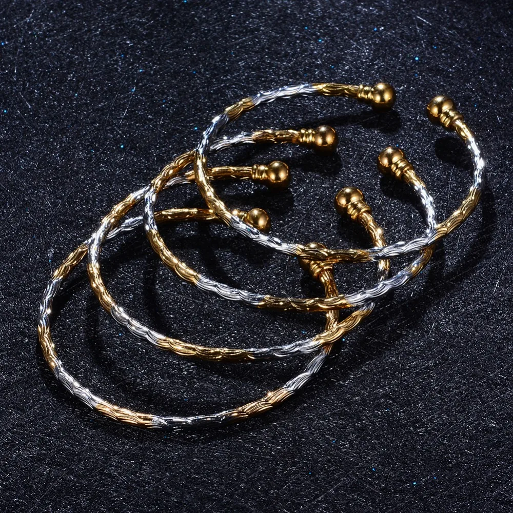 WANDO 4 шт./лот тонкий Открытый браслет Женский Эфиопский золотой цвет Дубай невеста