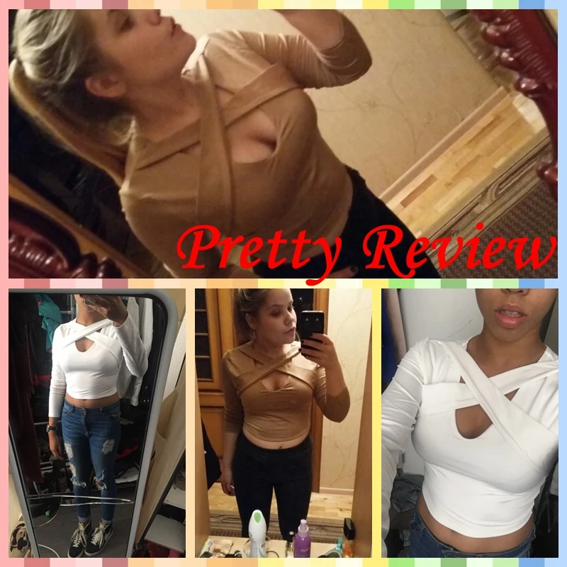 Мода 2017 г. осень с ремешком крест Блузки белого и черного цвета пикантные Для