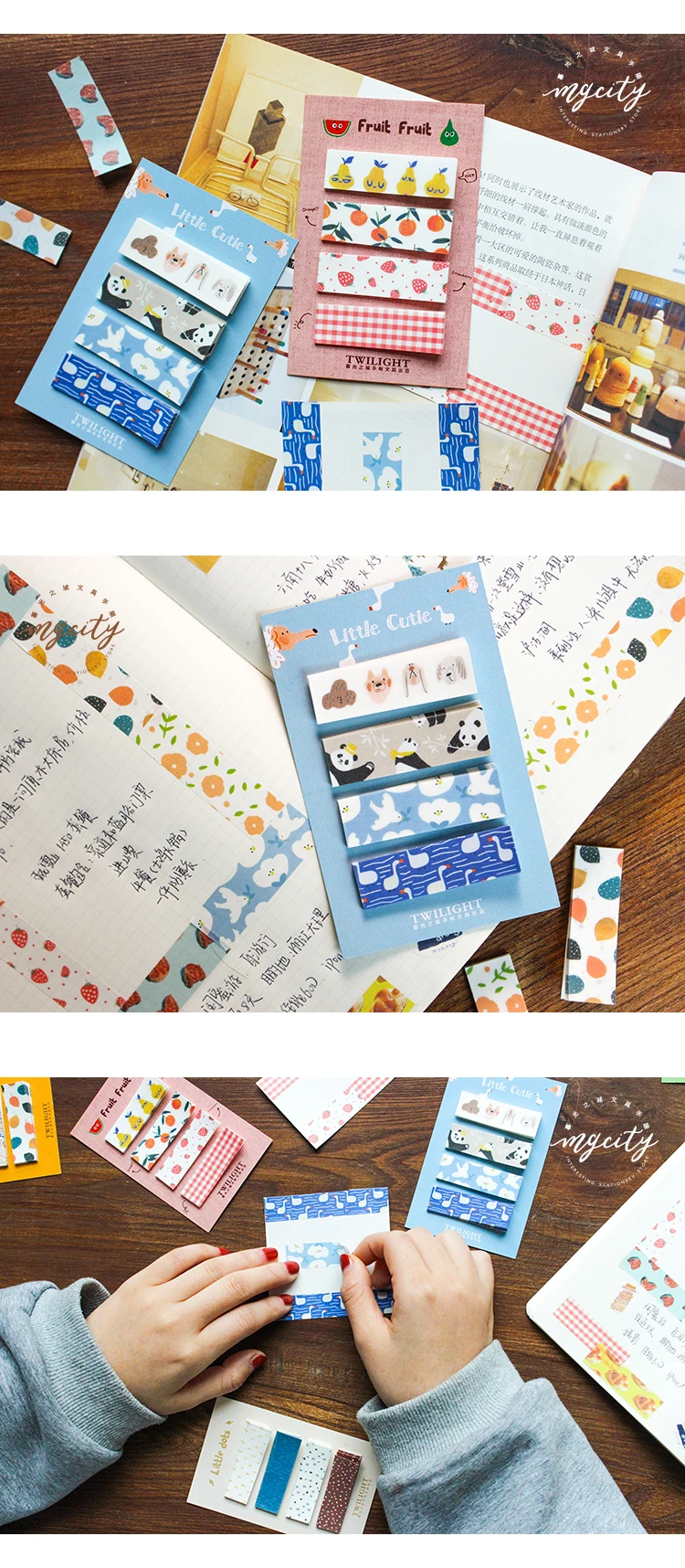 Kawaii животные Красочные Липкие заметки Kawaii Канцелярские блокноты закладки Органайзер наклейки почтовые школьные принадлежности BQ011