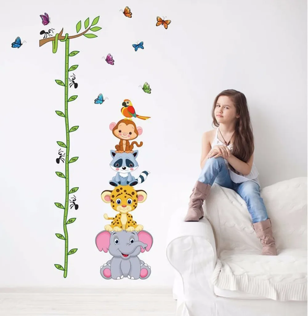 

Cute tiger animals stack height measure wall stickers decal kids adhesive vinyl wallpaper mural baby girl boy room nursery decor